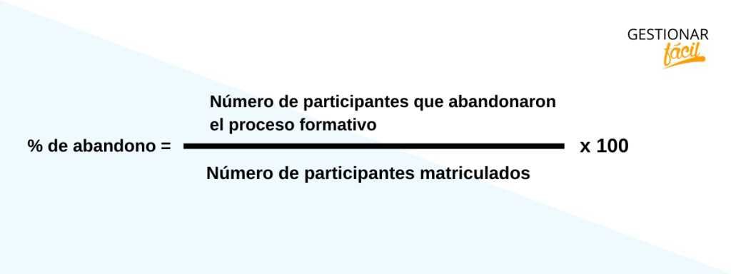 % de abandono = (Nro. participantes que abandonaron) / (Nro. matriculados) * 100